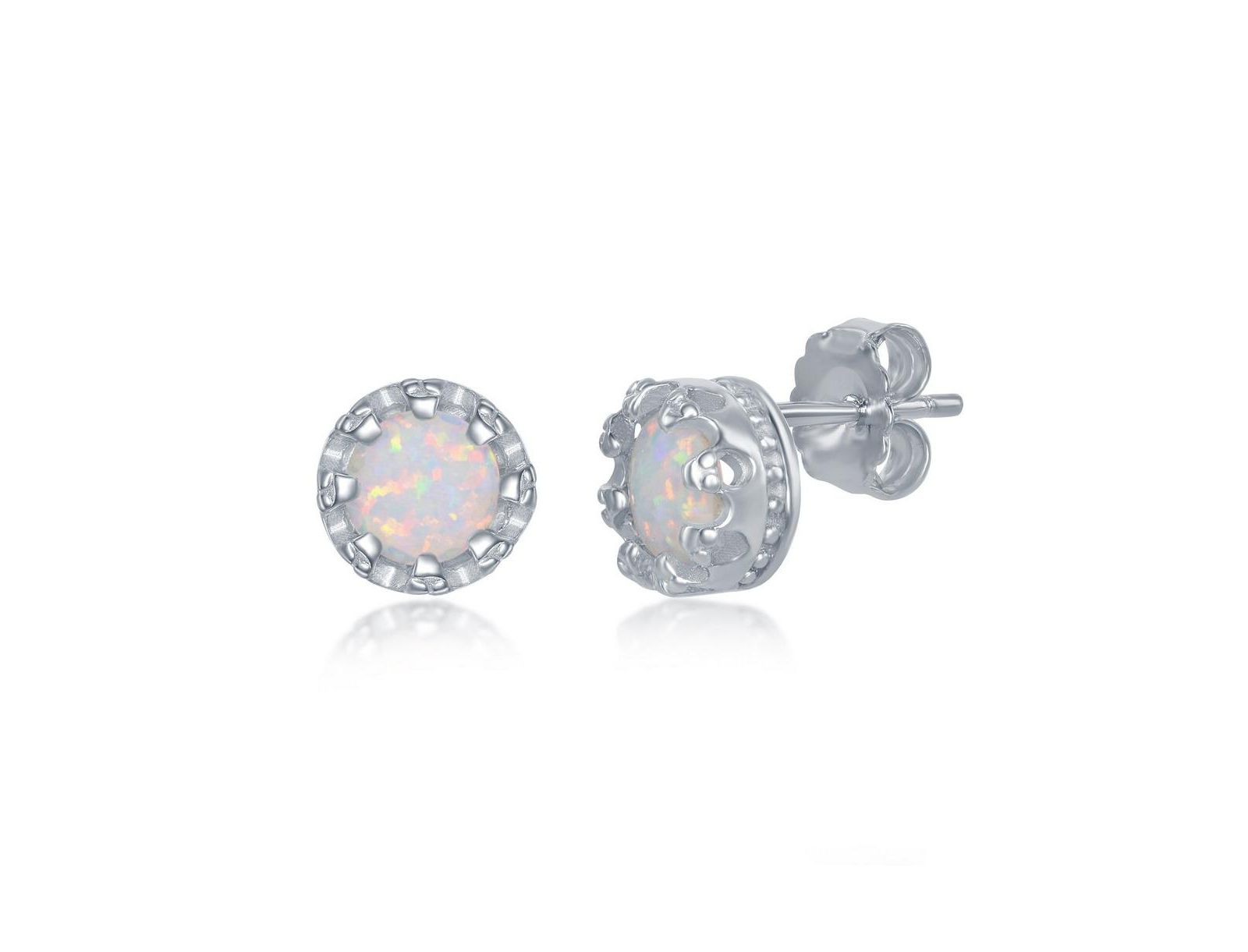 Sterling Prong Synthetic Opal Earrings