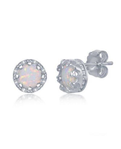 Sterling Prong Synthetic Opal Earrings