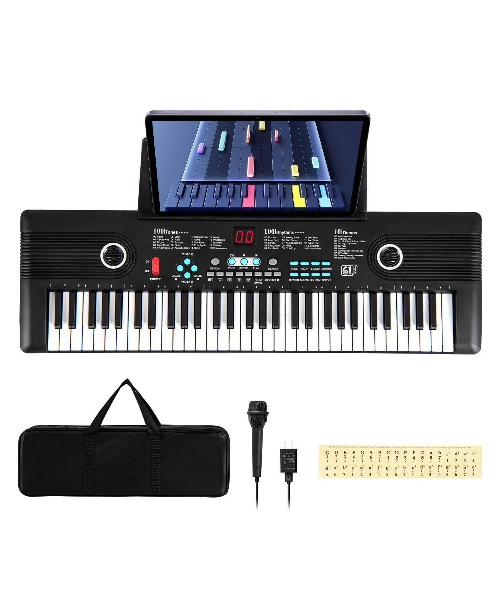61 Keys Kids Piano Keyboard with Carry Bag Microphone Sheet Stand