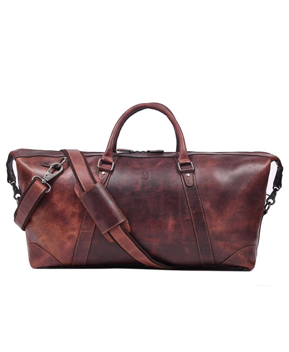 Aaron Leather Goods Genuine Full-Grain Leather Duffel Bag for Men and Women