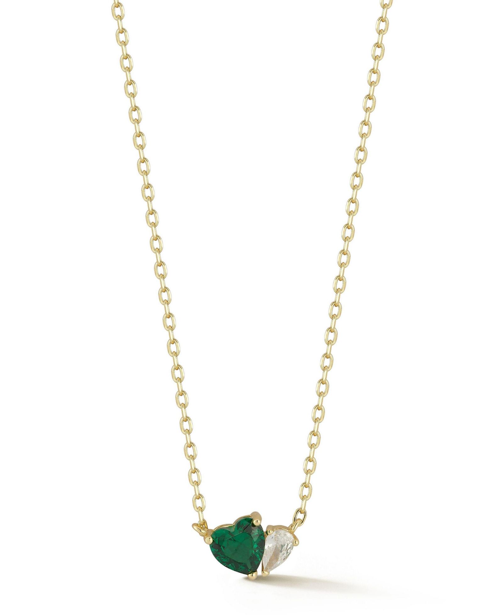 Колье Rachel Zoe Plated Sterling Dainty Two-Stone Heart