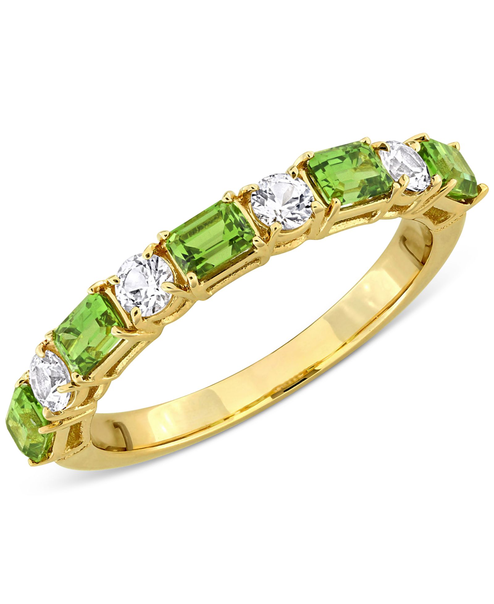 Green Sapphire (1-1/5 ct. t.w.) & White Sapphire (3/8 ct. t.w.) Band in 14k Gold