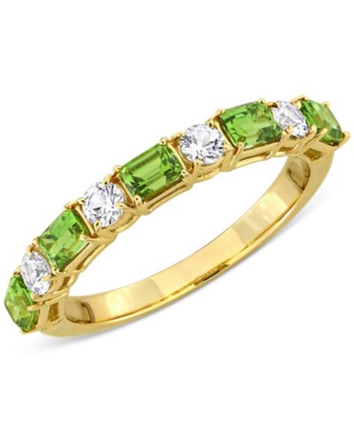Green Sapphire (1-1/5 ct. t.w.) & White Sapphire (3/8 ct. t.w.) Band in 14k Gold