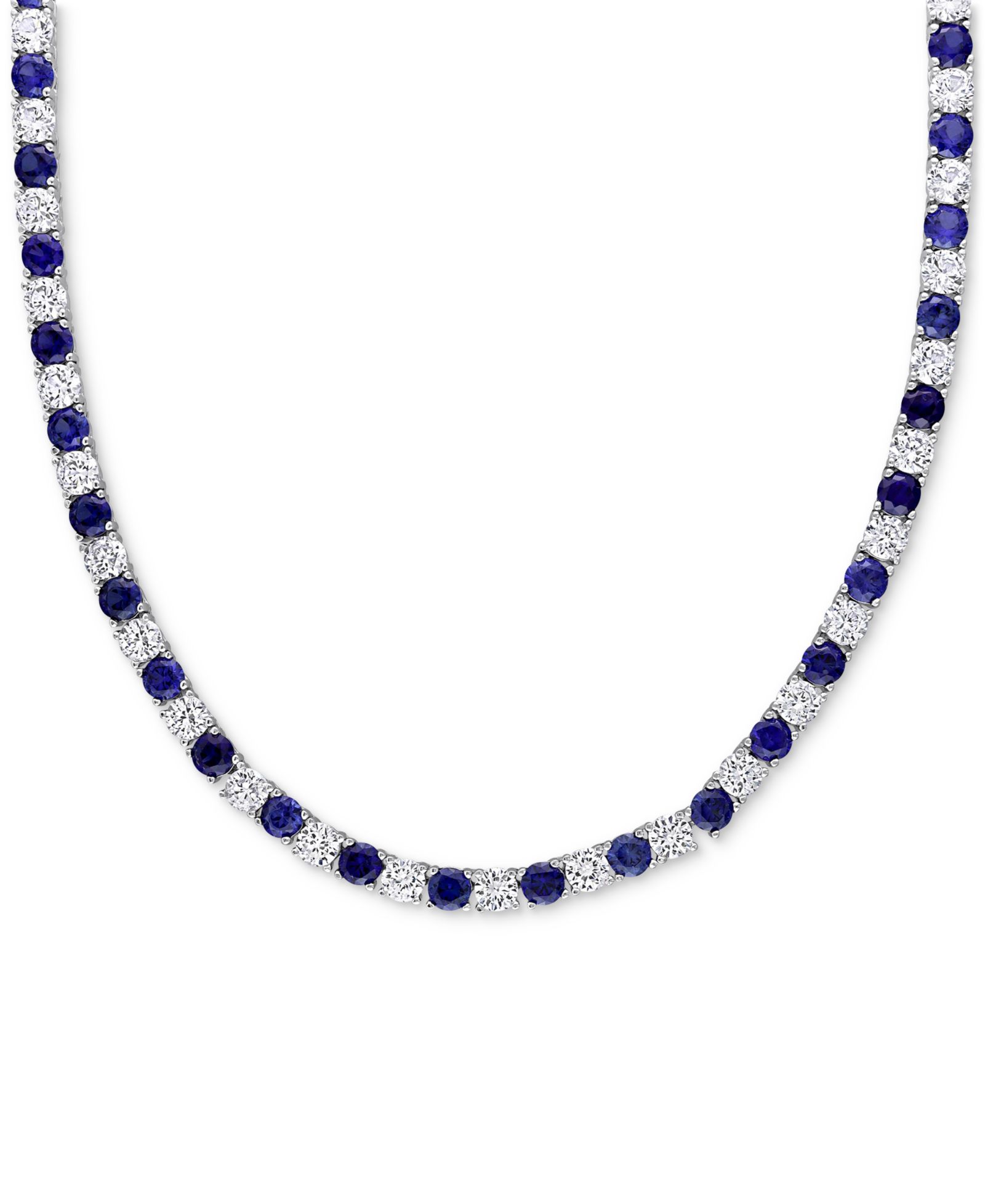 Ожерелье-воротник 17" Lab Created Blue Sapphire & White Sapphire в Sterling Silver