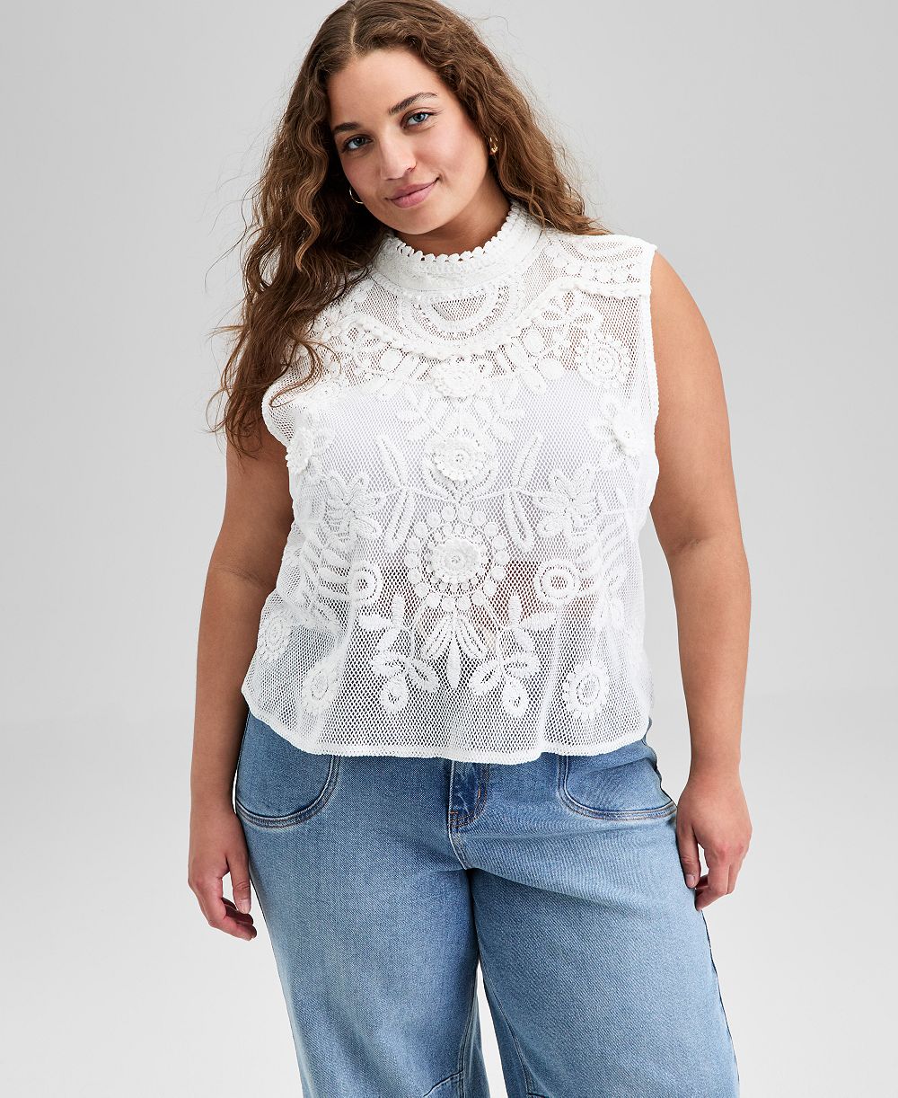 And Now This топ без рукавов из хлопка с эффектом кроше, Plus Size