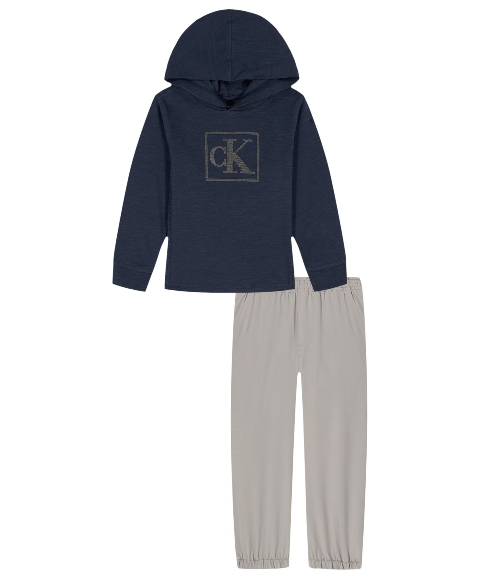 Комплект из худи и брюк Calvin Klein Boys' 2T-7 Slub Pique Hoodie and Tech Twill Pants, 2-Piece Set