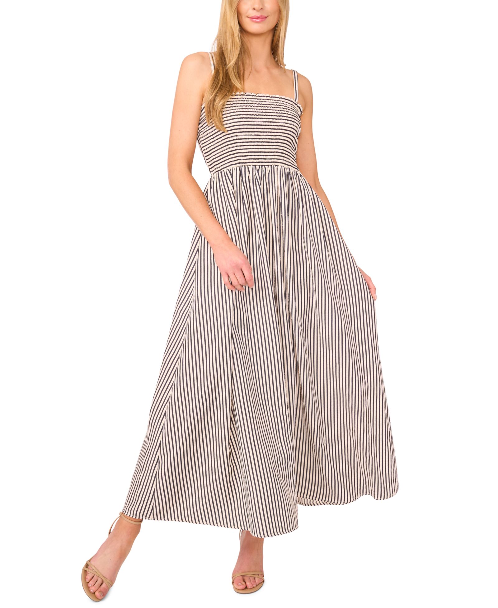 CeCe Women's Striped Smocked Maxi Dress