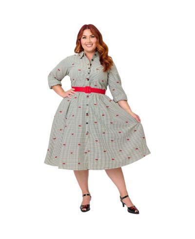 Длинное платье-рубашка Unique Vintage Plus Size с поясом