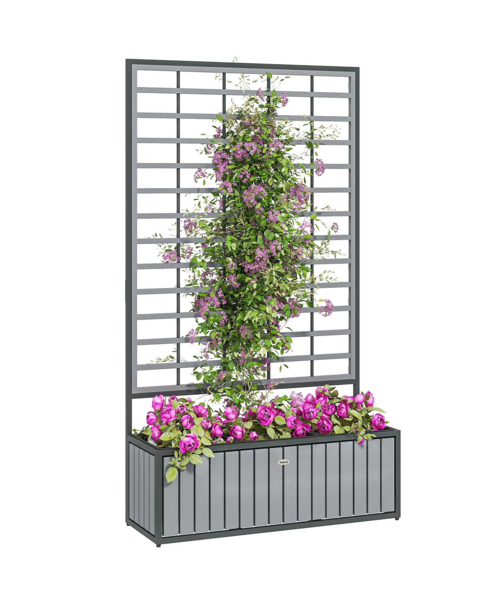 Outsunny Raised Garden Bed, Planter Box with Trellis, Removable Pots