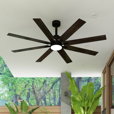 Потолочный вентилятор Homsee 72" с освещением Solid Wood Blades Quiet Reversible DC Motor