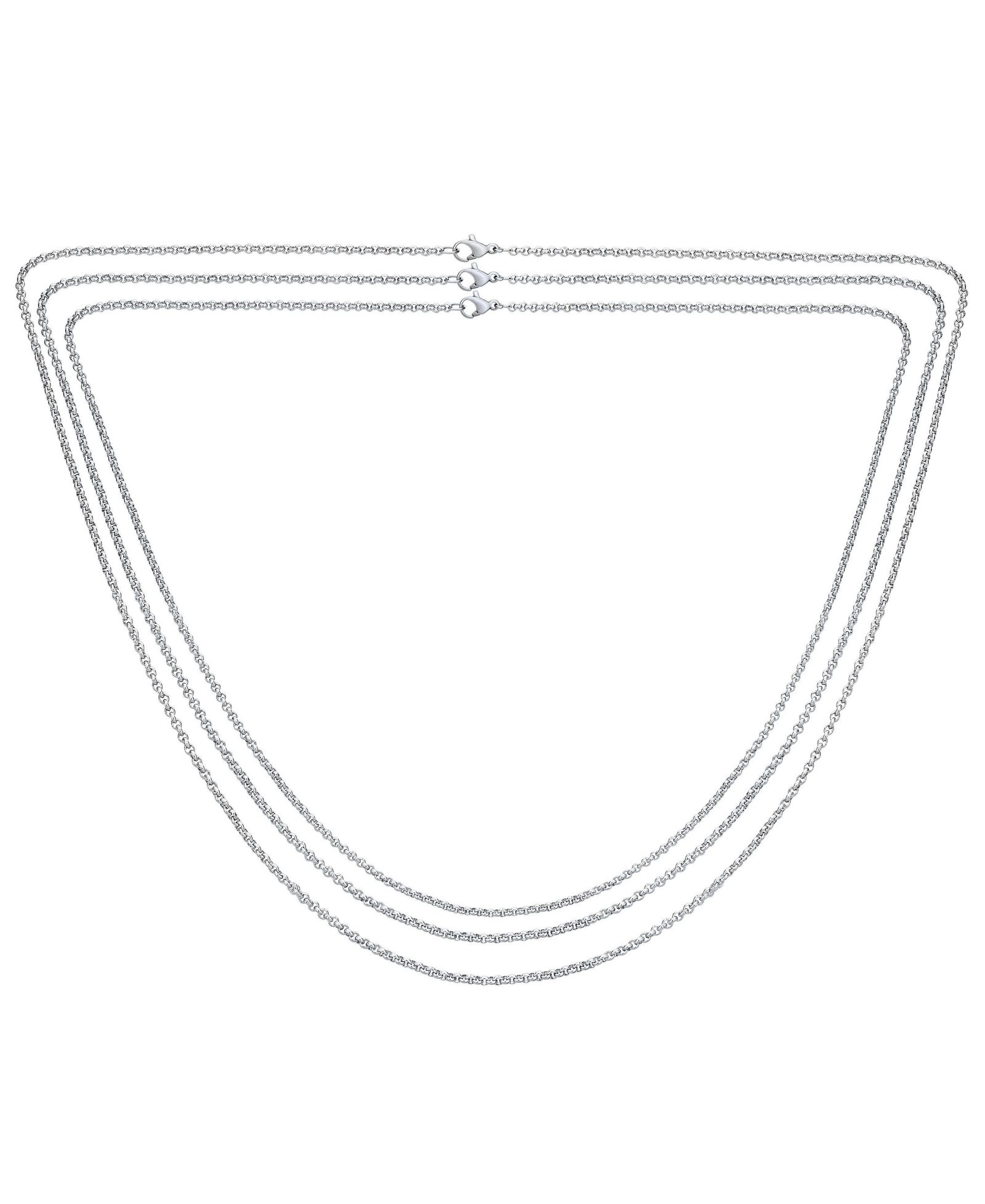 Набор из 3 колье Bling Jewelry Stainless Steel Rolo Chain, Silver, Gold, Black