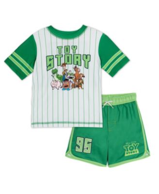 Toy Story Boys Swimwear 2-Piece Rash Guard and Swim Trunks Set