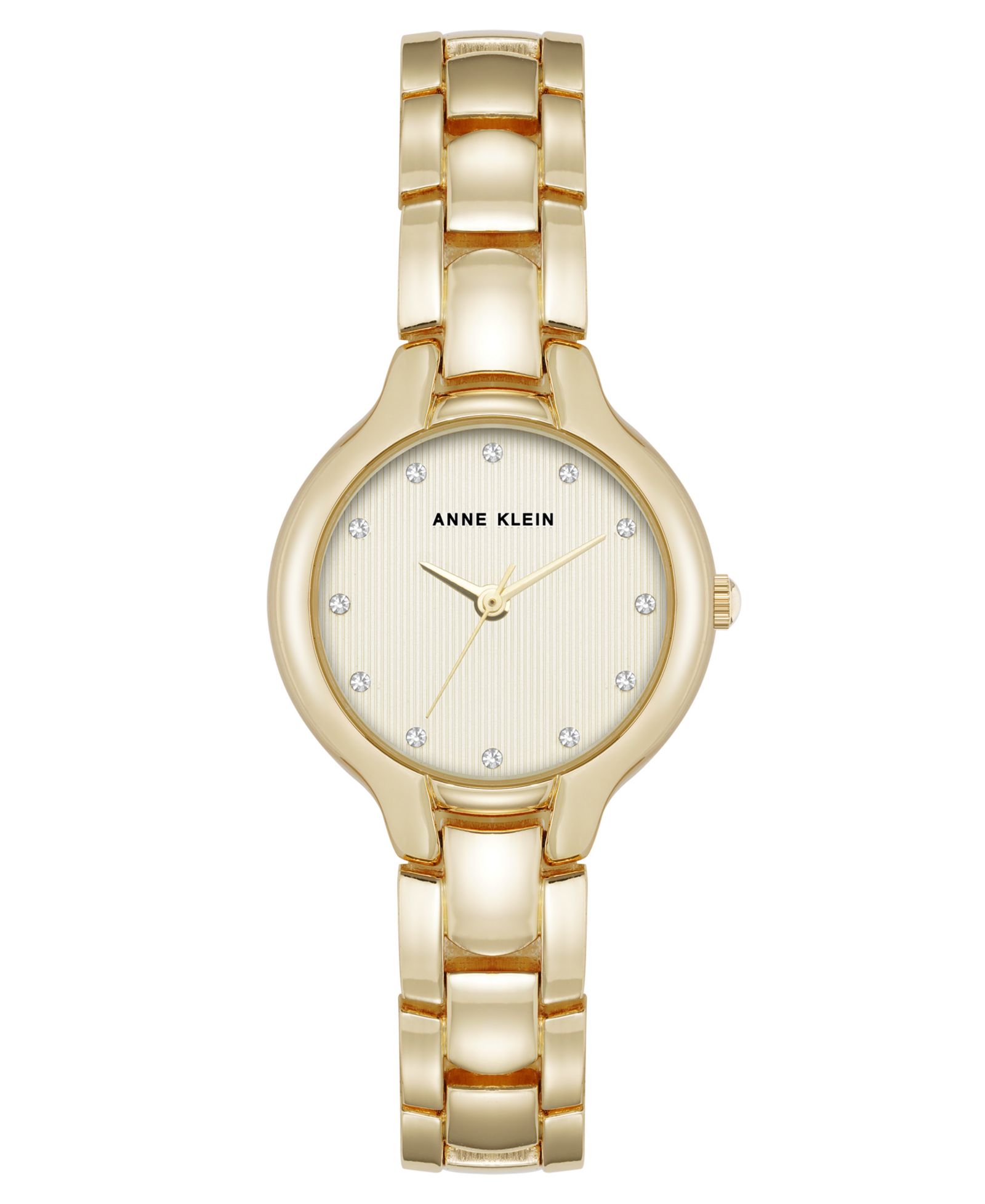 Женские часы Anne Klein Quartz Delicate Crystal Accented Champagne Dial Gold-Tone Alloy Metal, 28mm