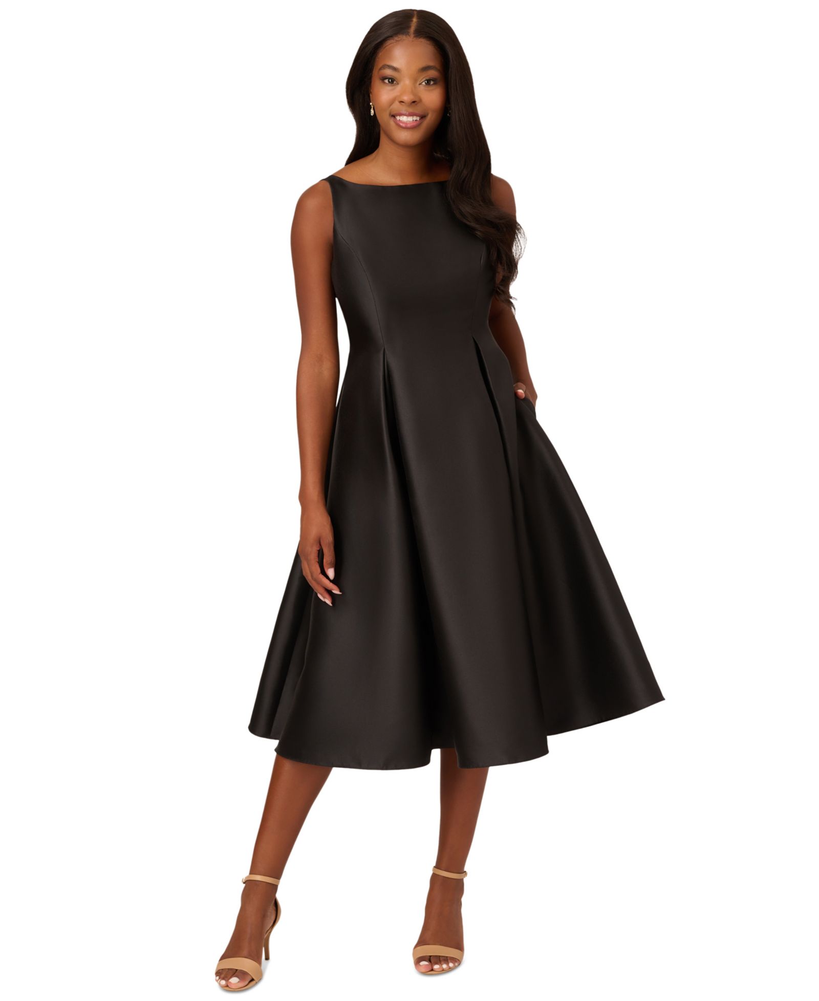 Женское платье Adrianna Papell Boat-Neck Fit & Flare Midi