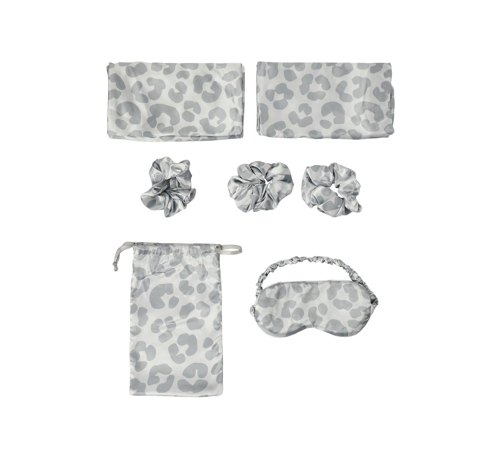 Leopard Spots 6-Pack Pillowcase Eye Mask and Scrunchies Set-Standard
