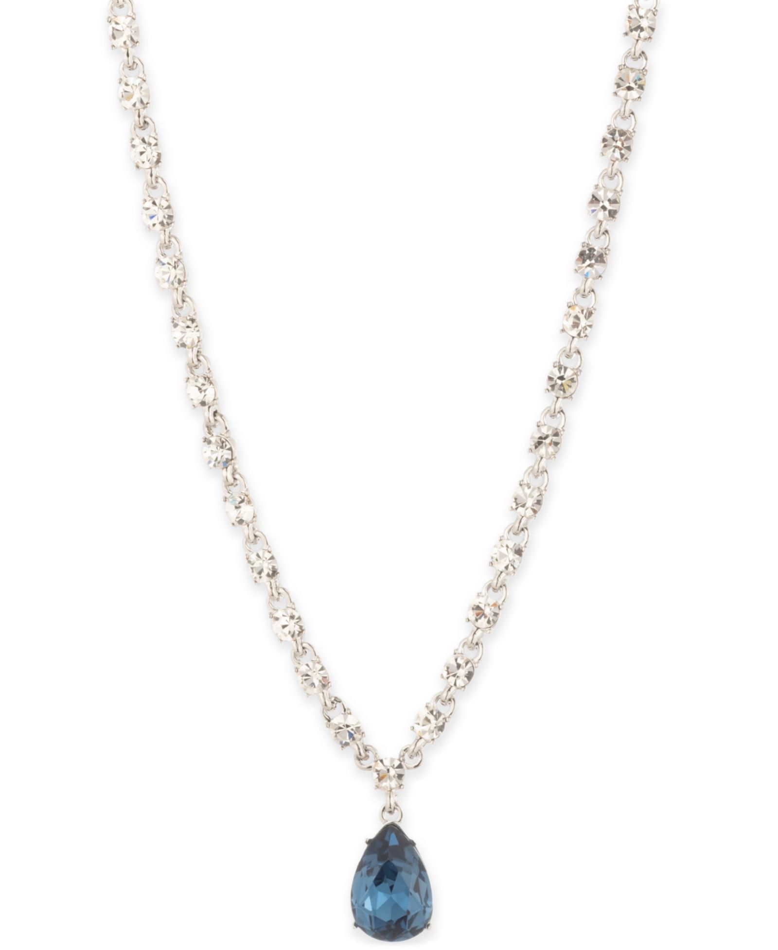 Givenchy Color Crystal Pear-Shape Pendant Necklace, 16" + 3" extender
