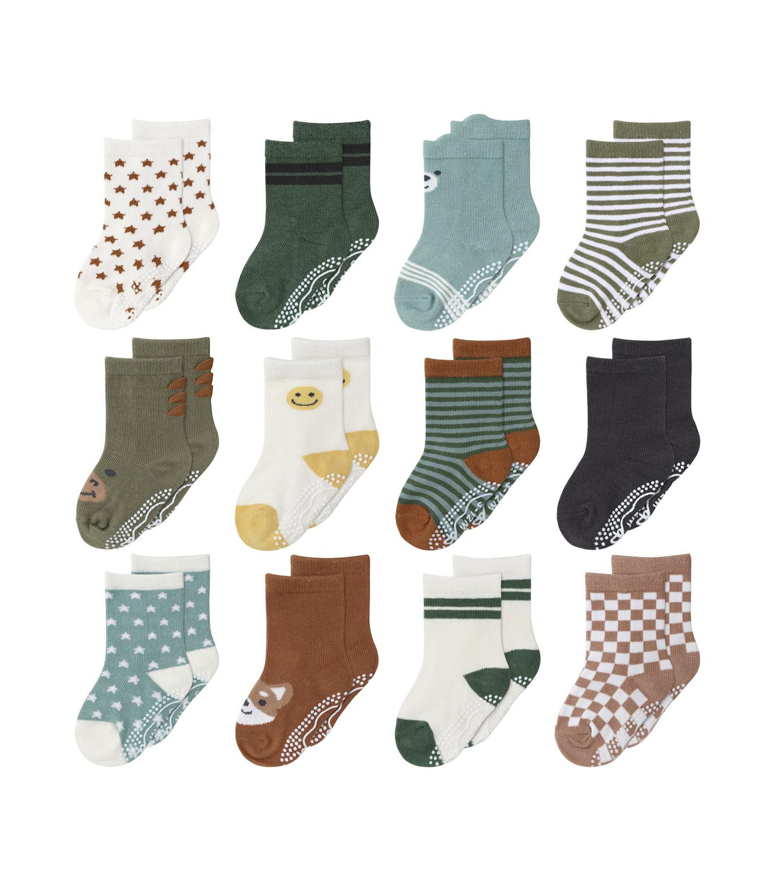 The Peanutshell Baby Boys 12pk Cotton Socks, Neutral