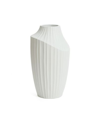 LuxenHome White MgO Modern Abstract Sculpture 20-Inch Tall Vase