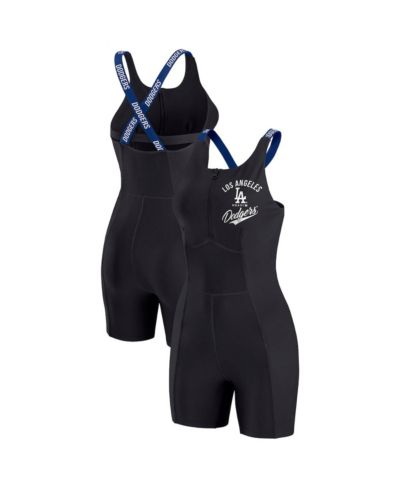 Wear By Erin Andrews Women's Black Los Angeles Dodgers Bodycon Quarter-Zip Romper