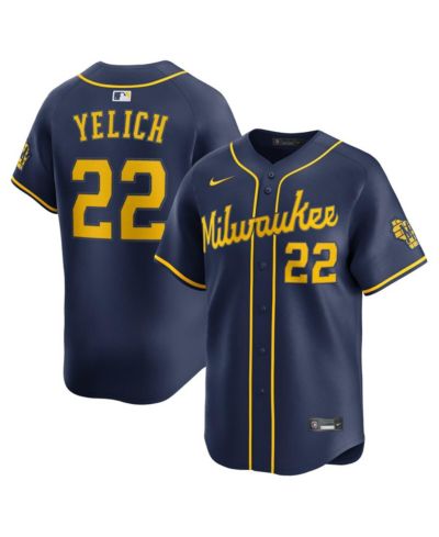 Мужская джерси Nike Christian Yelich Milwaukee Brewers Alternate Limited, темно-синяя