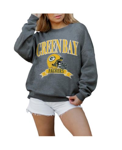 Женское свитшот-худи Gameday Couture Charcoal Green Bay Packers Seal The Deal Premium Fleece Drop Shoulder Pullover