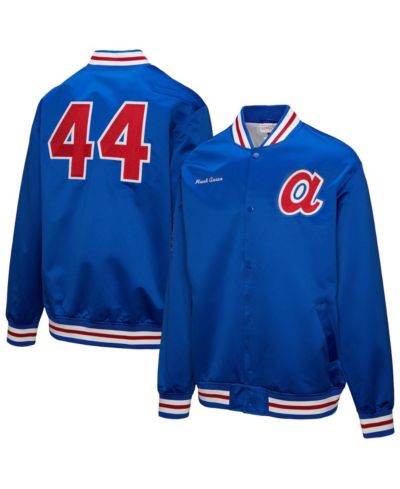 Mitchell & Ness Мужская атласная куртка на кнопках Hank Aaron Atlanta Braves Legends Collection, королевский синий