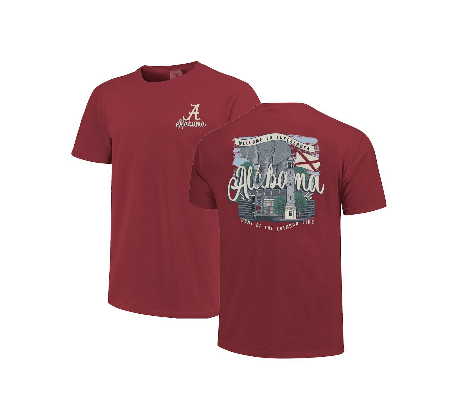 Image One Women's Crimson Alabama Crimson Tide Comfort Colors Campus Scene Drawing Script T-Shirt