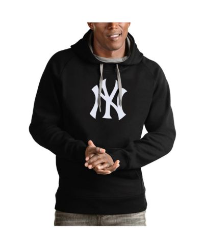 Antigua Men's Black New York Yankees Victory Pullover Team Logo Hoodie
