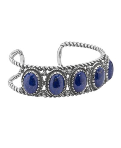 Браслеты American West Jewelry: женский cuff и мужской cuff с лазуритом, дизайн 5 камней, размер S - L