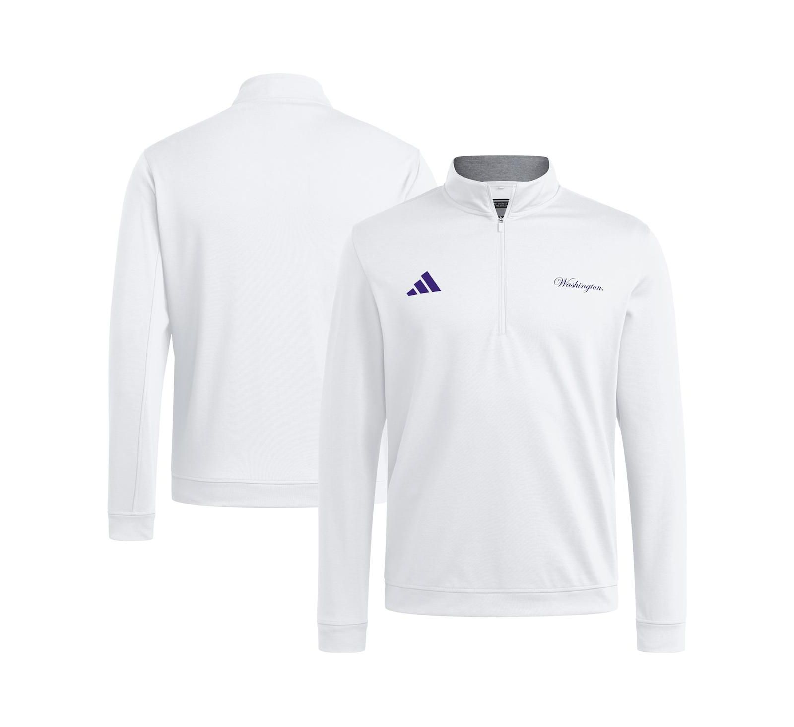 Adidas Men's White Washington Huskies Elevated Quarter-Zip Jacket