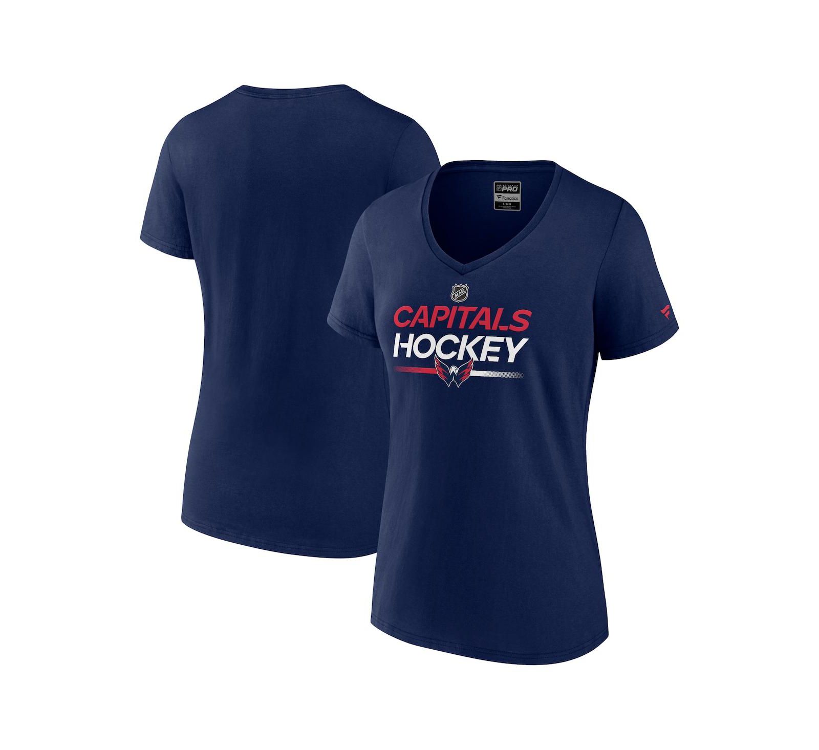 Fanatics Женская футболка V-образного выреза Washington Capitals, темно-синяя