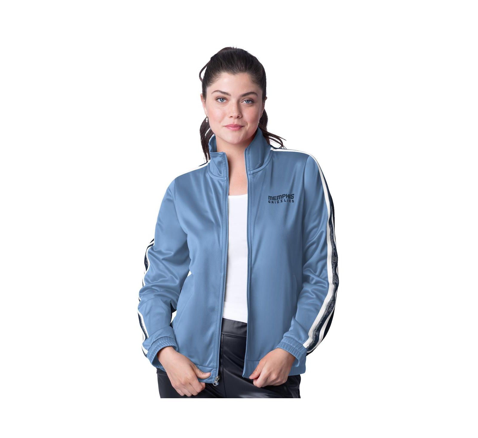 G-III 4Her by Carl Banks Women's Light Blue/Navy Memphis Grizzlies Rebel Sequin Bling Full-Zip Track Jacket