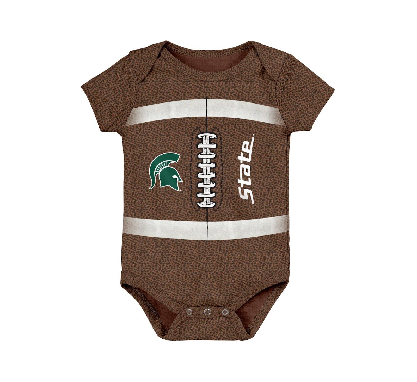 Outerstuff Newborn Infant Brown Michigan State Spartans Catch Me Football Bodysuit