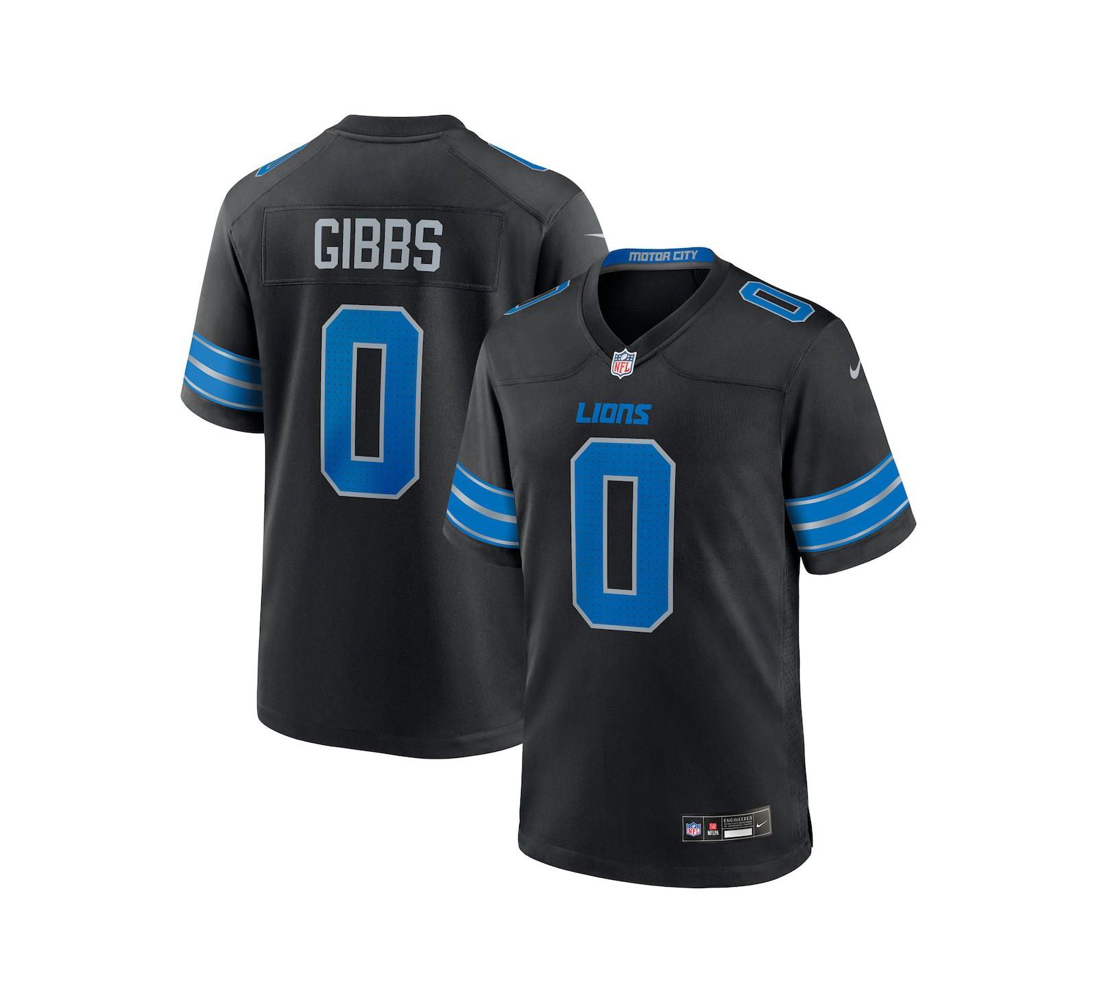 Мужская игровая джерси Nike Jahmyr Gibbs Black Detroit Lions 2nd Alternate
