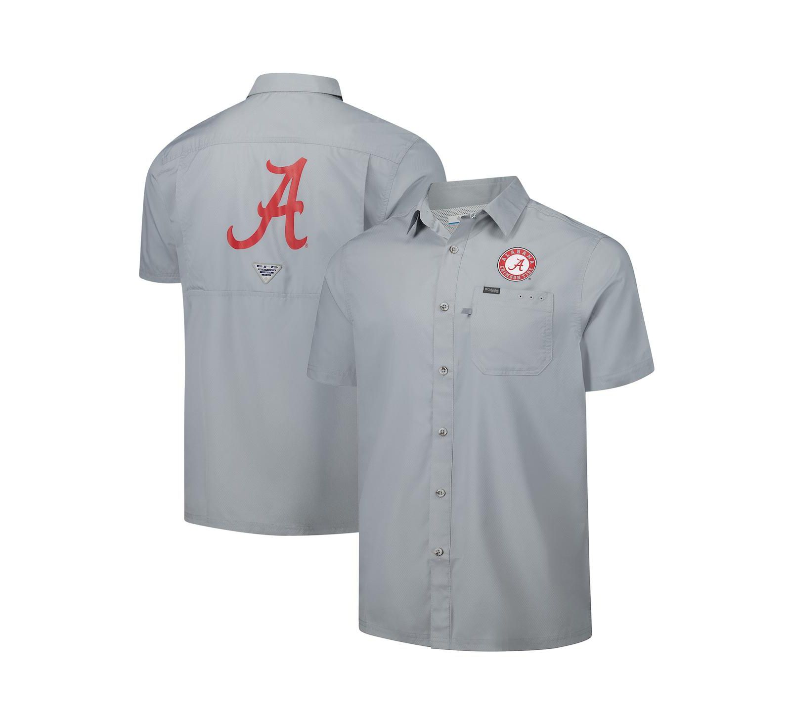 Мужская рубашка Columbia Alabama Crimson Tide PFG Slack Tide Omni-Shade Gray
