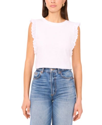 Vince Camuto женский топ из хлопка с отделкой eyelet-lace