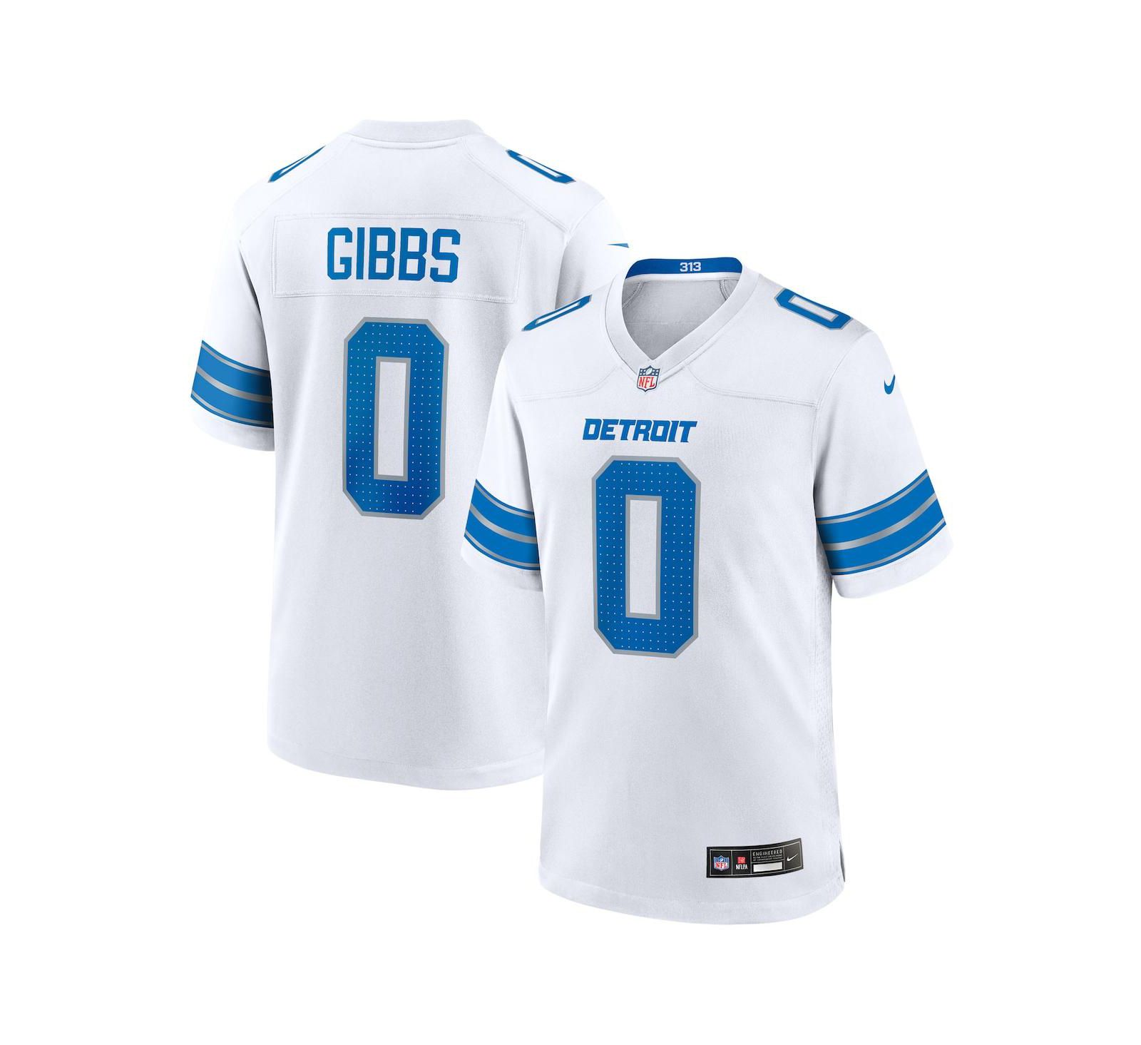 Мужская джерси Nike Jahmyr Gibbs White Detroit Lions Game Player