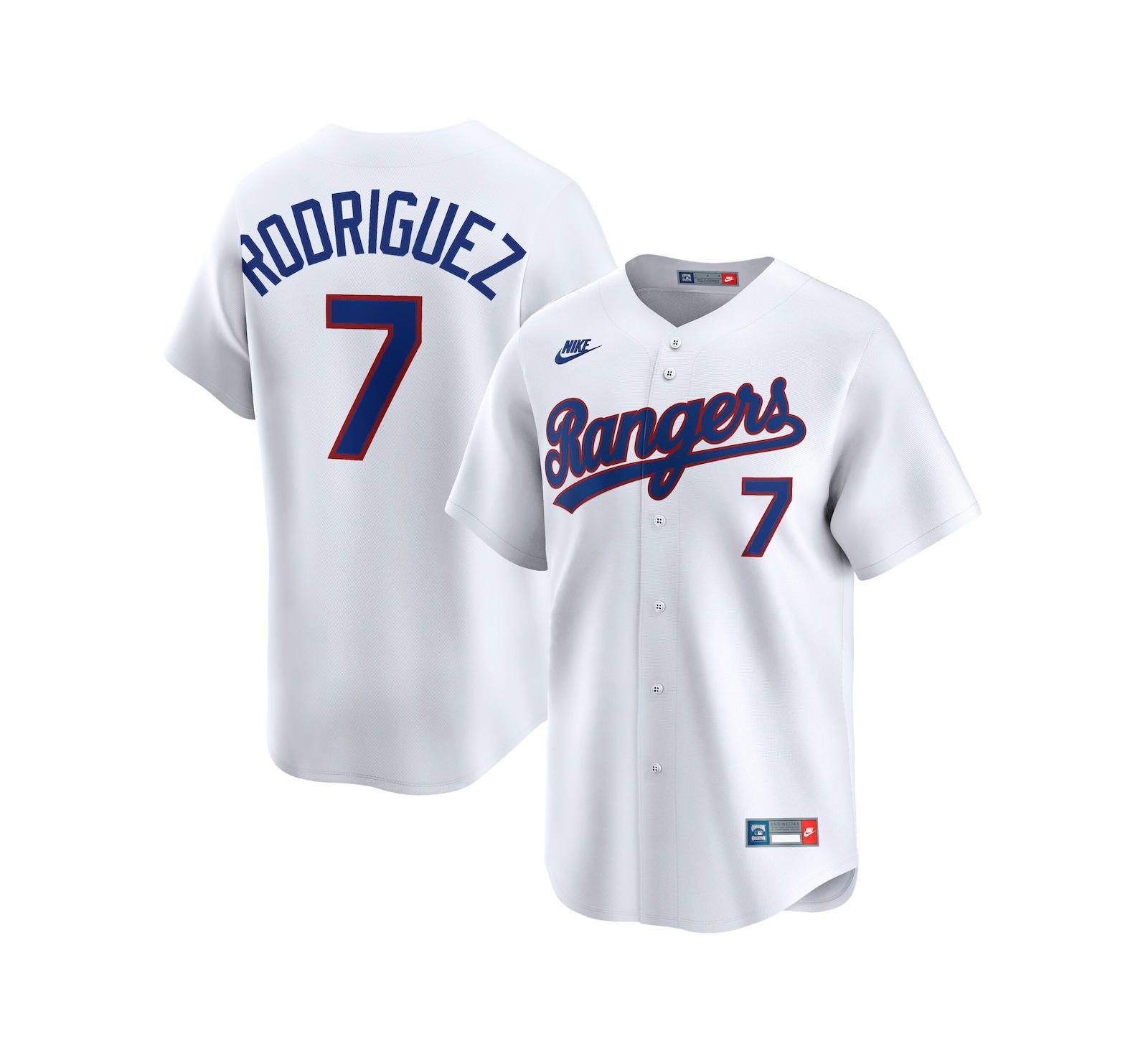 Мужская джерси Nike Ivan Rodriguez White Texas Rangers Throwback Cooperstown Collection Limited