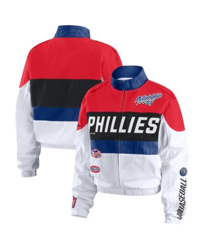 Женская куртка WEAR by Erin Andrews Red/White Philadelphia Phillies Racing Full-Zip
