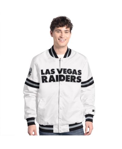 Starter Men's White Las Vegas Raiders Scout Full-Snap Varsity Jacket