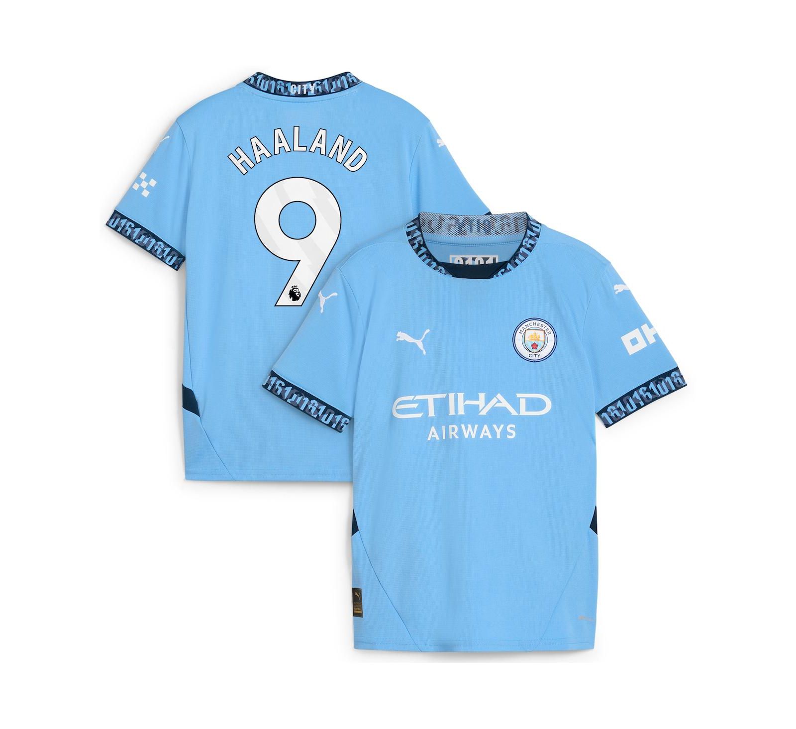 Детская реплика джерси Puma Erling Haaland Manchester City 2024/25 Home, светло-голубая