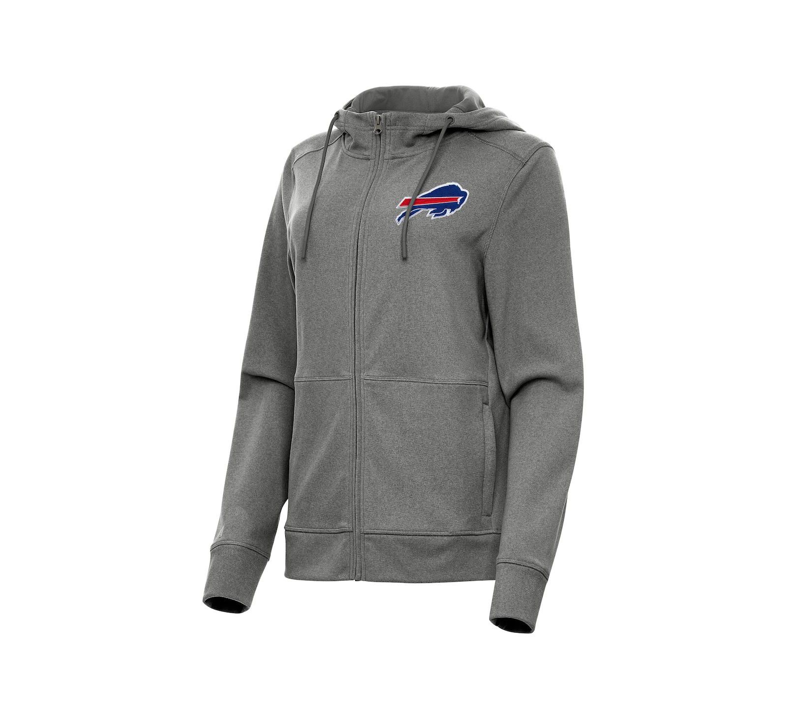 Женское худи Antigua Heather Charcoal Buffalo Bills Seeker Full-Zip