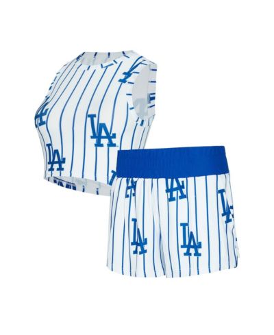 Concepts Sport Женский комплект из 2-х частей White Los Angeles Dodgers Pinstripe Record Tank Top и Short