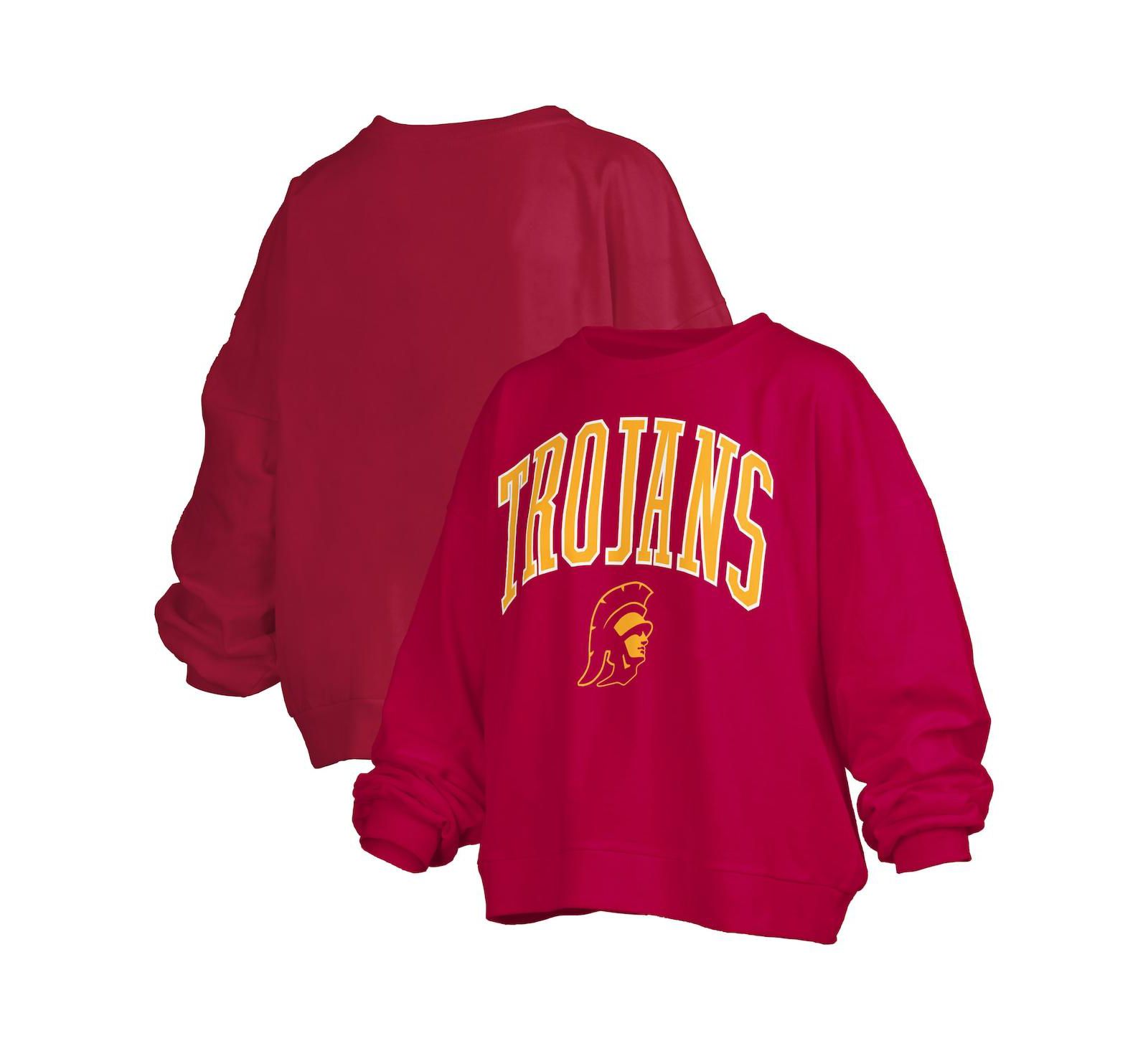 Женское оверсайз худи Pressbox Cardinal USC Trojans Janise Arch Over Logo Waist Length