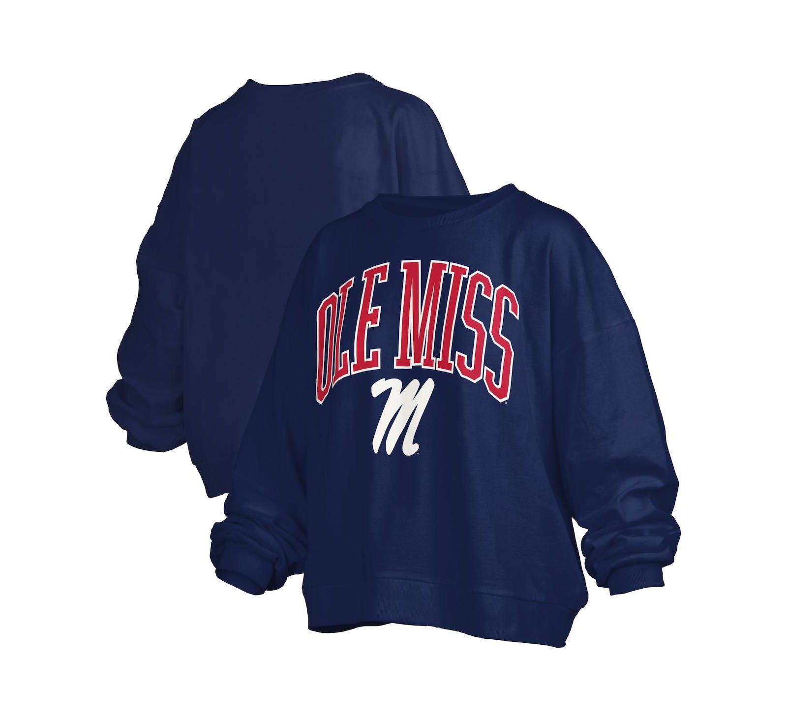Pressbox Женский темно-синий оверсайз свитшот Ole Miss Rebels Janise Arch Over Logo