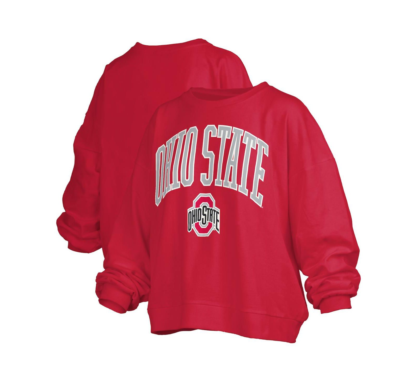 Женский оверсайз свитшот Pressbox Scarlet Ohio State Buckeyes Janise Arch
