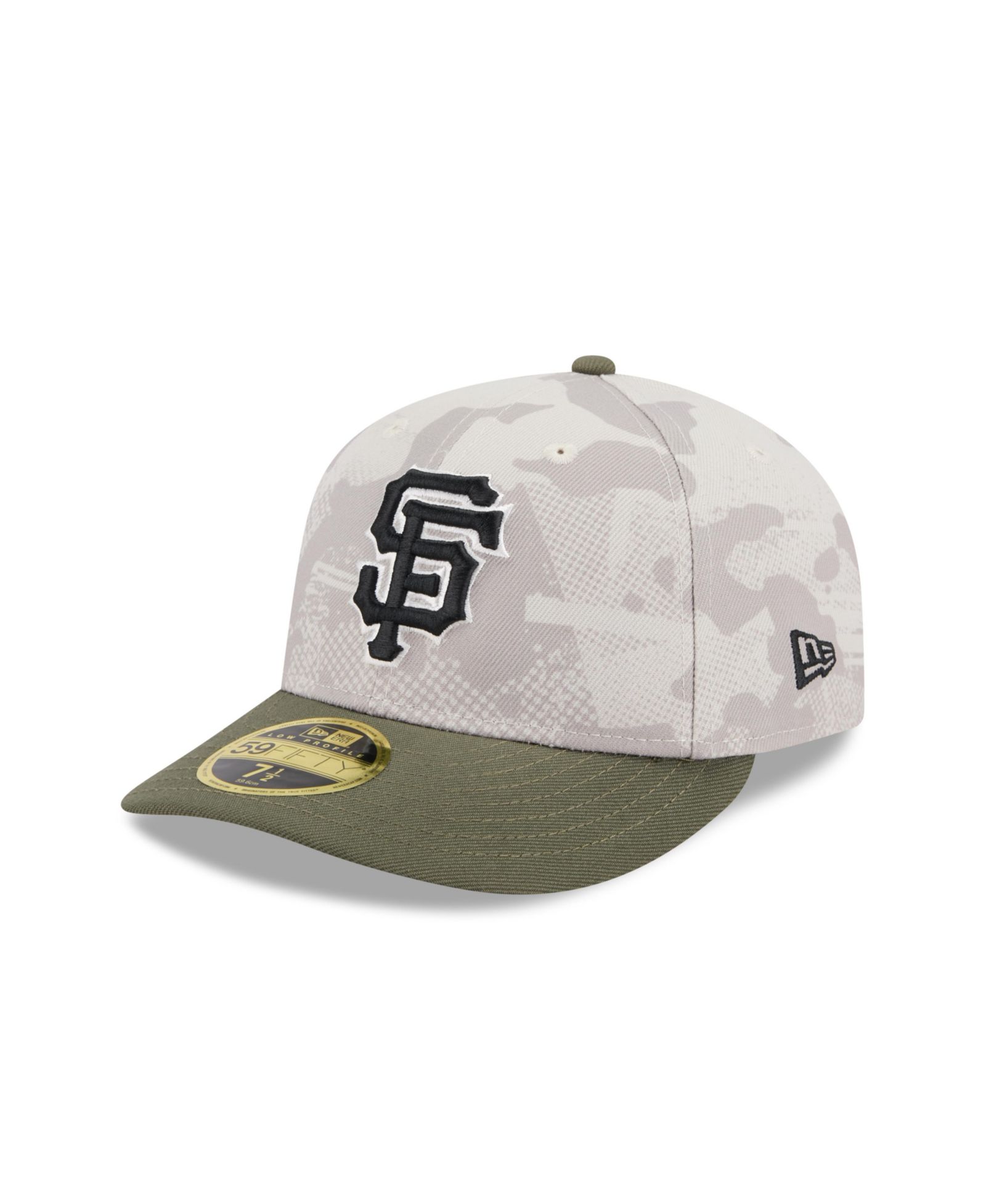Мужская кепка New Era Light Beige/Olive San Francisco Giants 2025 Armed Forces Day Low Profile 59FIFTY fitted