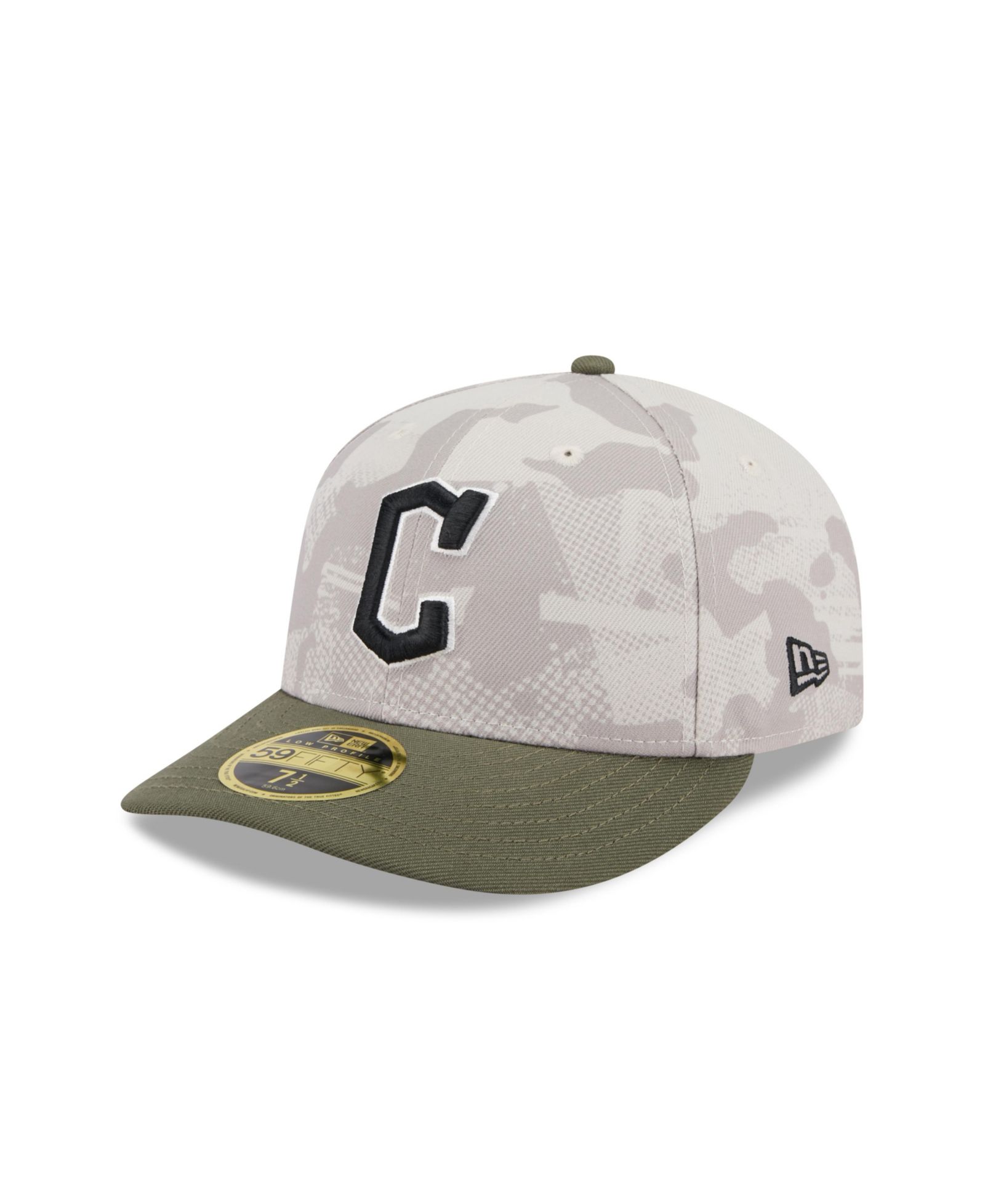 Мужская кепка New Era Light Beige/Olive Cleveland Guardians 2025 Armed Forces Day Low Profile 59FIFTY Fitted Hat