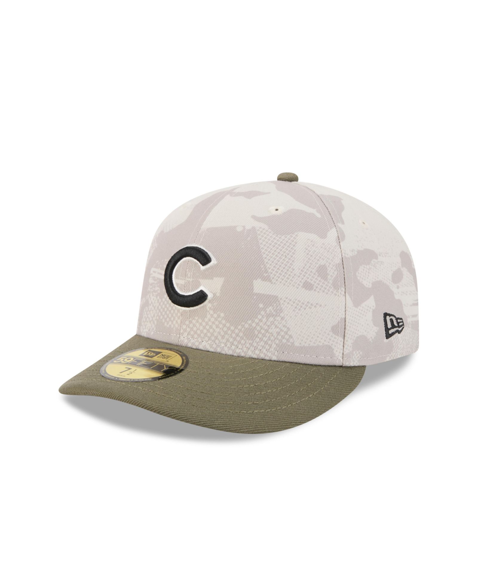 Мужская кепка New Era Chicago Cubs 2025 Armed Forces Day 59FIFTY Fitted Hat светло-бежевого/оливкового цвета