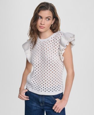 Женский джемпер DKNY Jeans Baby Chenille Pointelle Rib с рукавами-крылышками